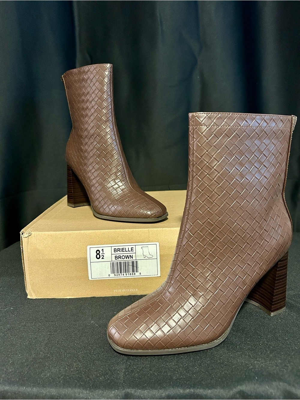 Tru Comfort foam insole Brown Womens Woven Leather Ankle Boots